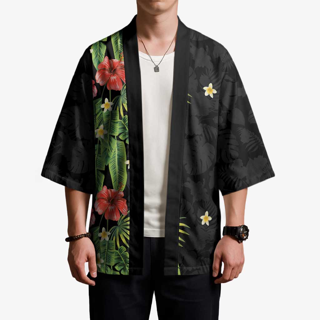 Hawaiian Hibiscus Plumeria Kimono Tropical Leaves