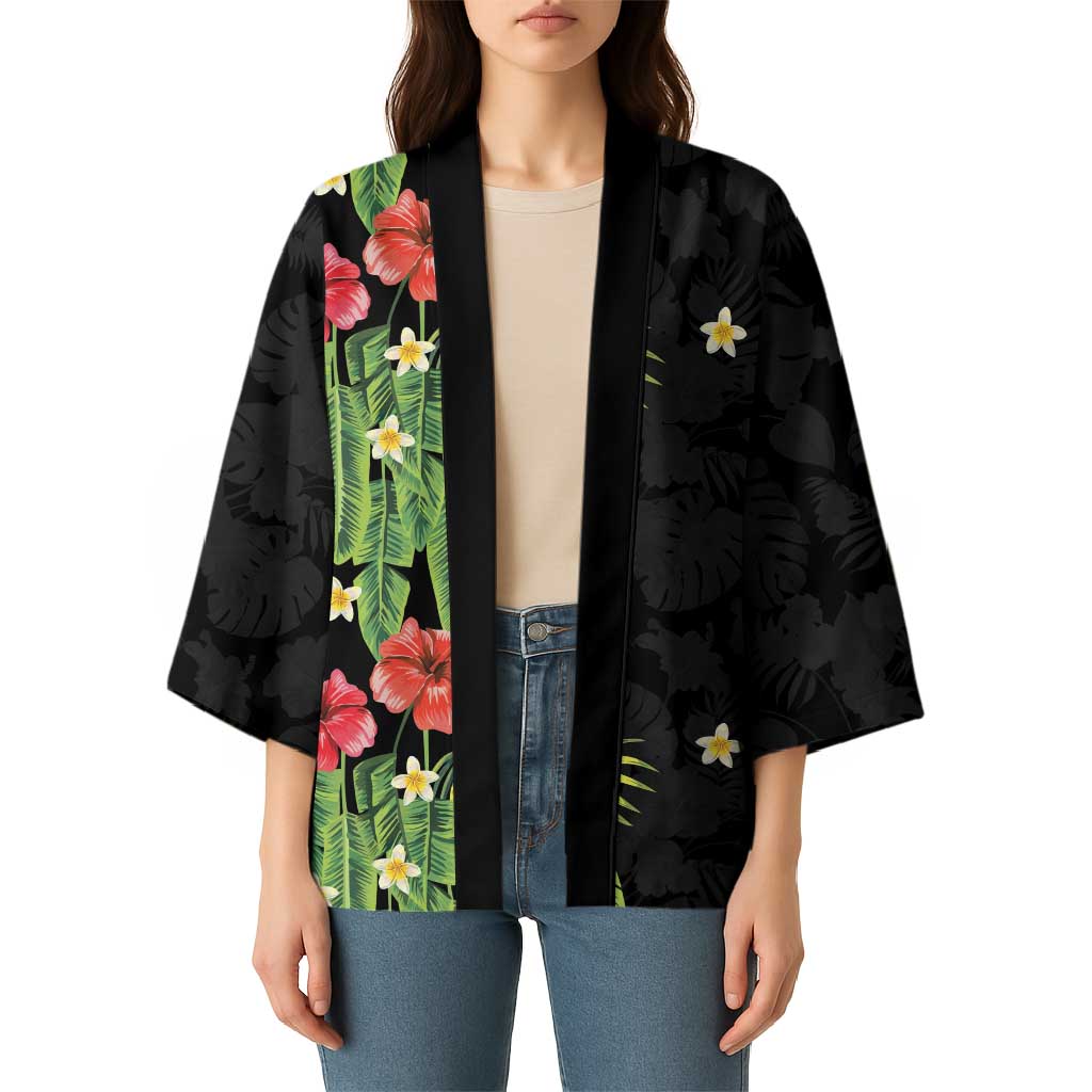 Hawaiian Hibiscus Plumeria Kimono Tropical Leaves