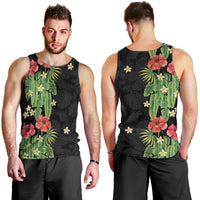 Hawaiian Hibiscus Plumeria Men Tank Top Tropical Leaves LT01 - Polynesian Pride