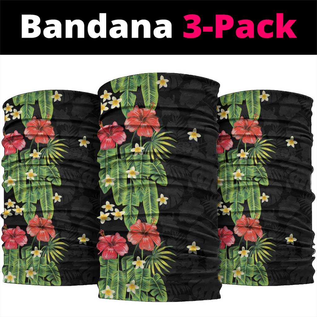 Hawaiian Hibiscus Plumeria Neck Gaiter Tropical Leaves
