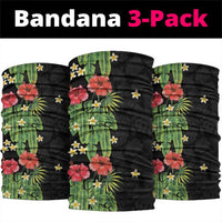 Hawaiian Hibiscus Plumeria Neck Gaiter Tropical Leaves