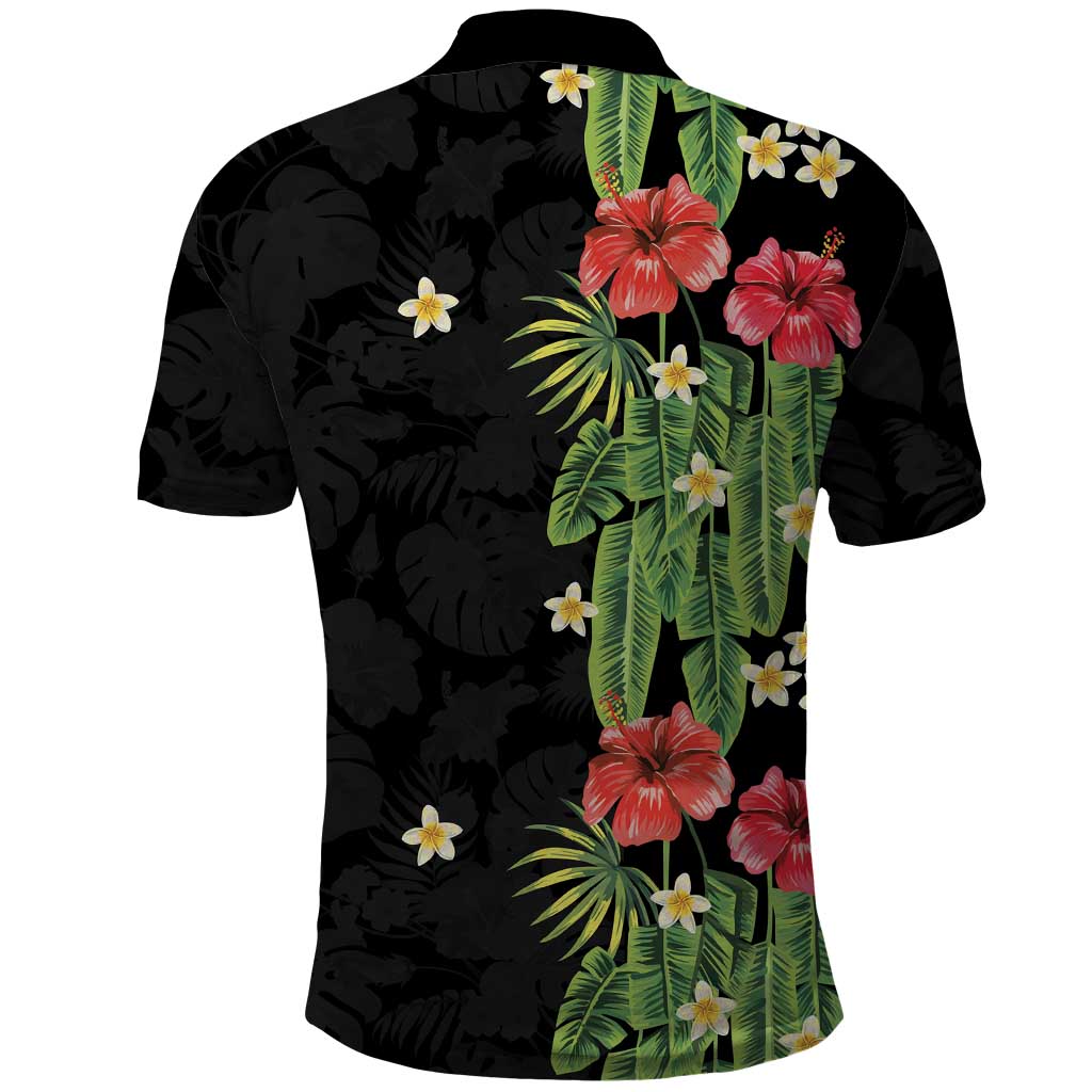 Hawaiian Hibiscus Plumeria Polo Shirt Tropical Leaves LT01 - Polynesian Pride