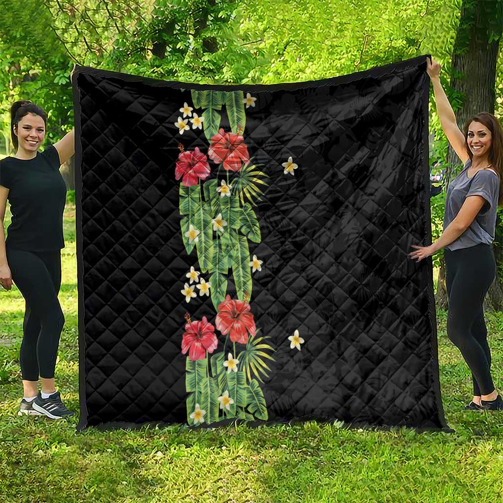 Hawaiian Hibiscus Plumeria Quilt Tropical Leaves