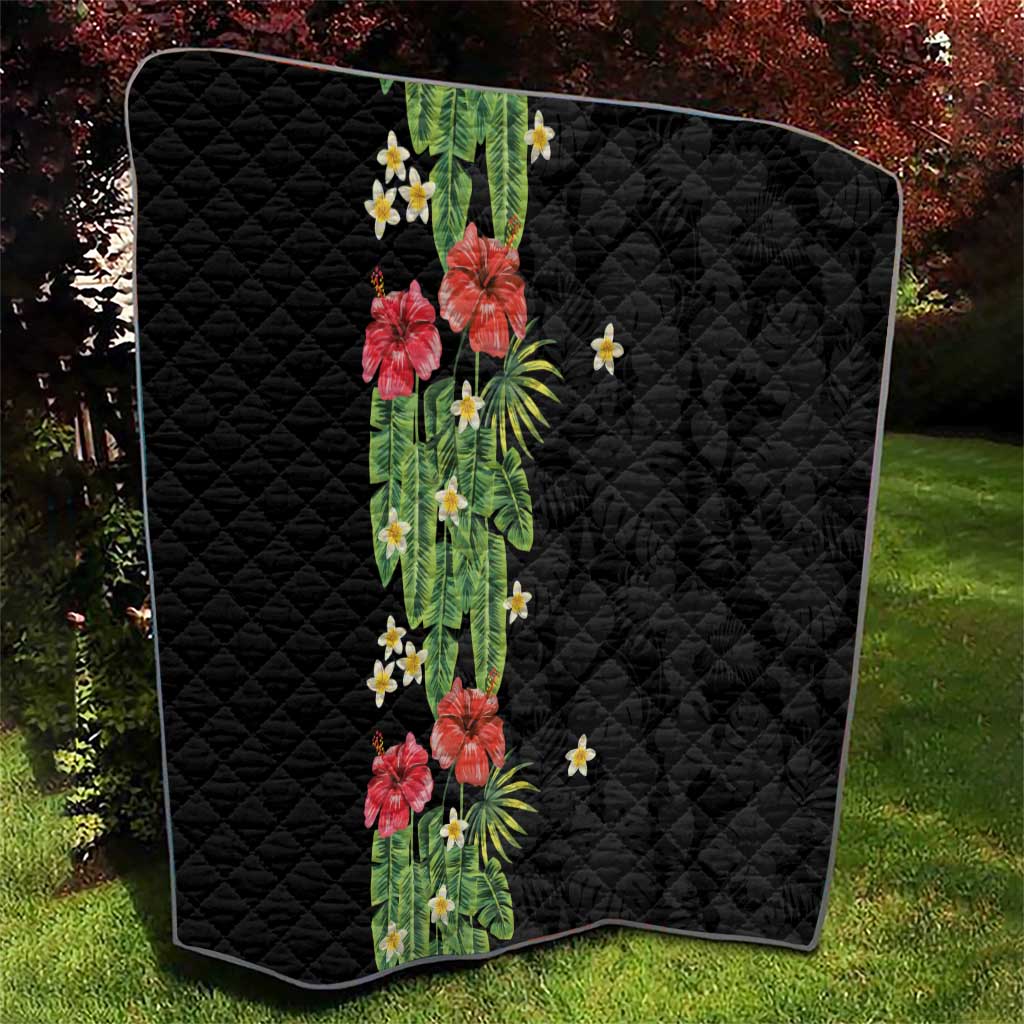 Hawaiian Hibiscus Plumeria Quilt Tropical Leaves