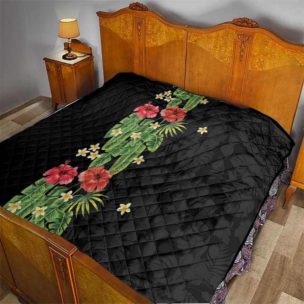Hawaiian Hibiscus Plumeria Quilt Tropical Leaves