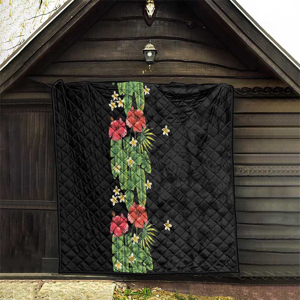 Hawaiian Hibiscus Plumeria Quilt Tropical Leaves