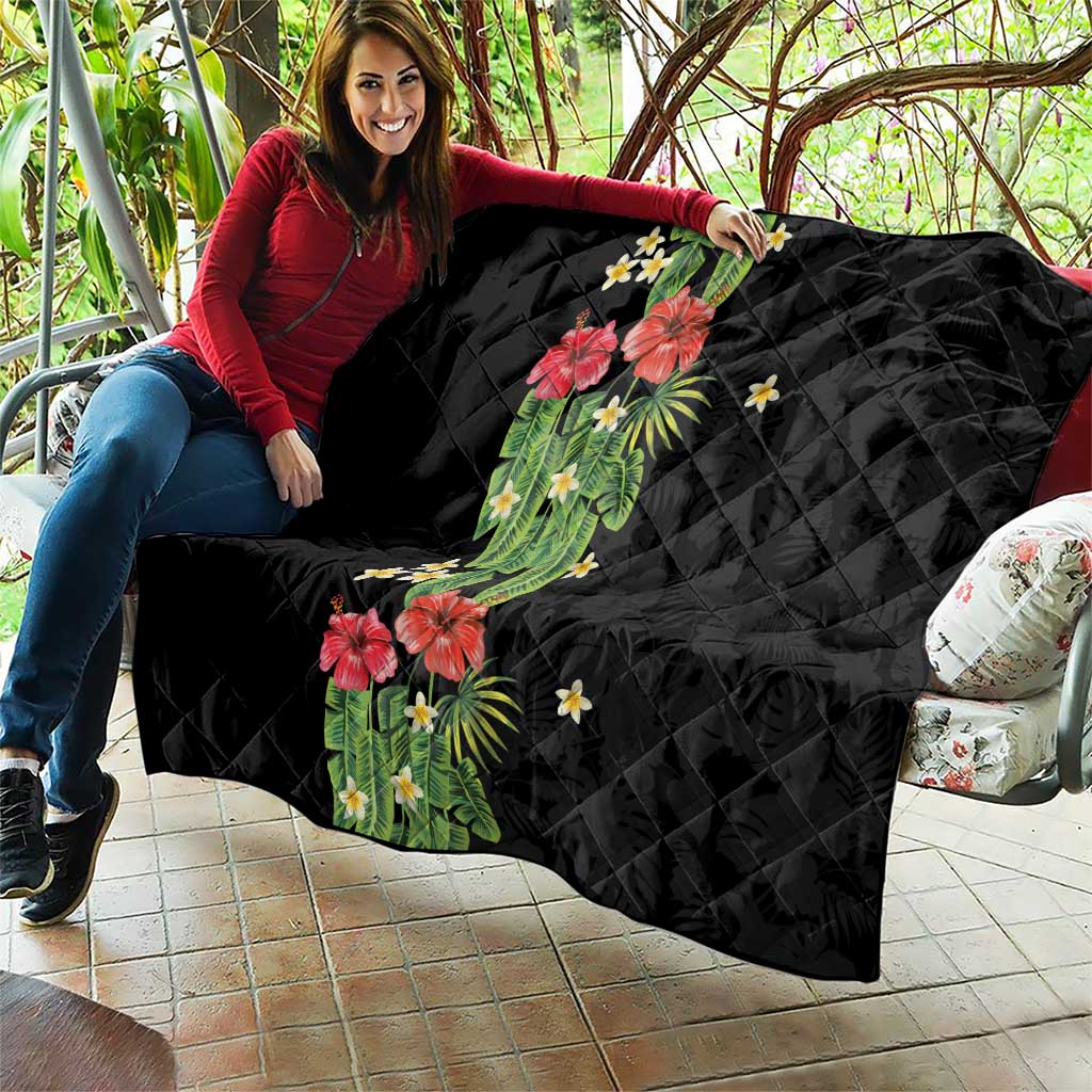 Hawaiian Hibiscus Plumeria Quilt Tropical Leaves