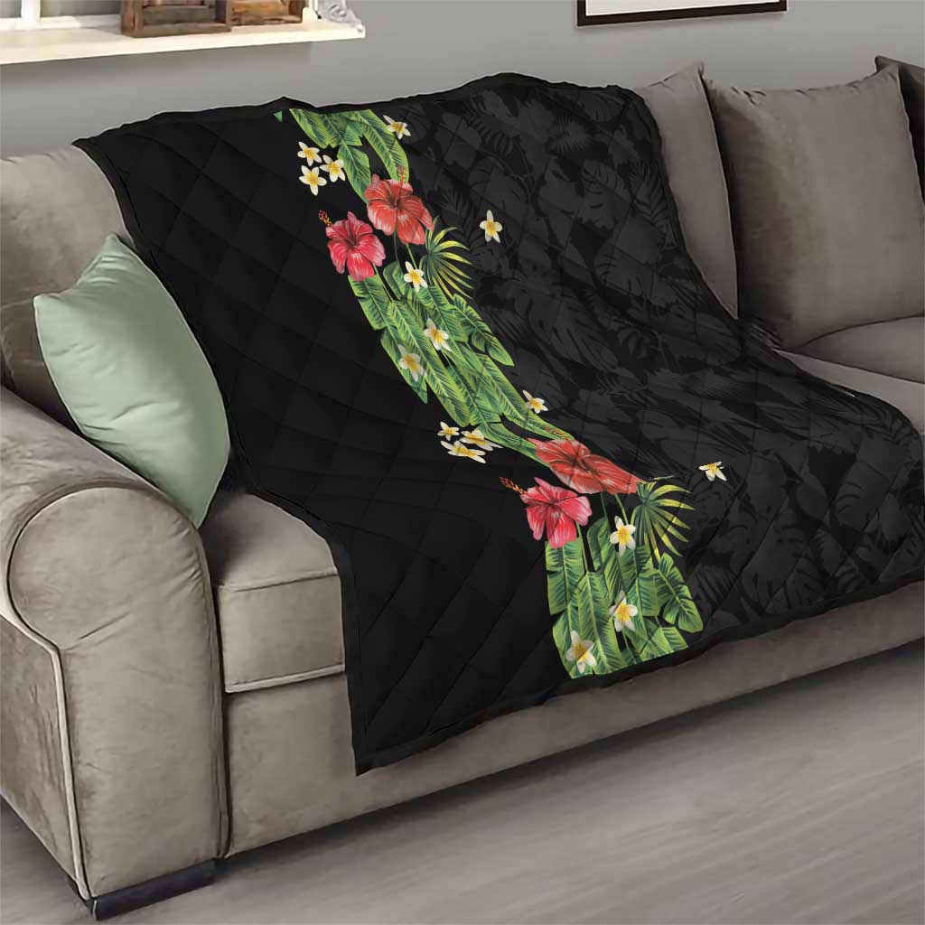 Hawaiian Hibiscus Plumeria Quilt Tropical Leaves