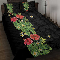 Hawaiian Hibiscus Plumeria Quilt Bed Set Tropical Leaves