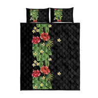Hawaiian Hibiscus Plumeria Quilt Bed Set Tropical Leaves