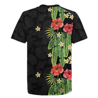 Hawaiian Hibiscus Plumeria Rugby Jersey Tropical Leaves