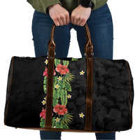 Hawaiian Hibiscus Plumeria Travel Bag Tropical Leaves LT01 Black - Polynesian Pride
