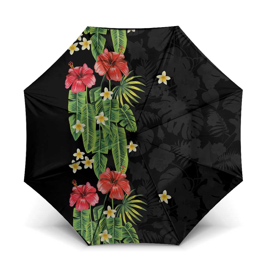 Hawaiian Hibiscus Plumeria Umbrella Tropical Leaves