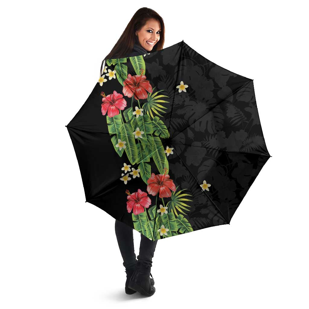 Hawaiian Hibiscus Plumeria Umbrella Tropical Leaves