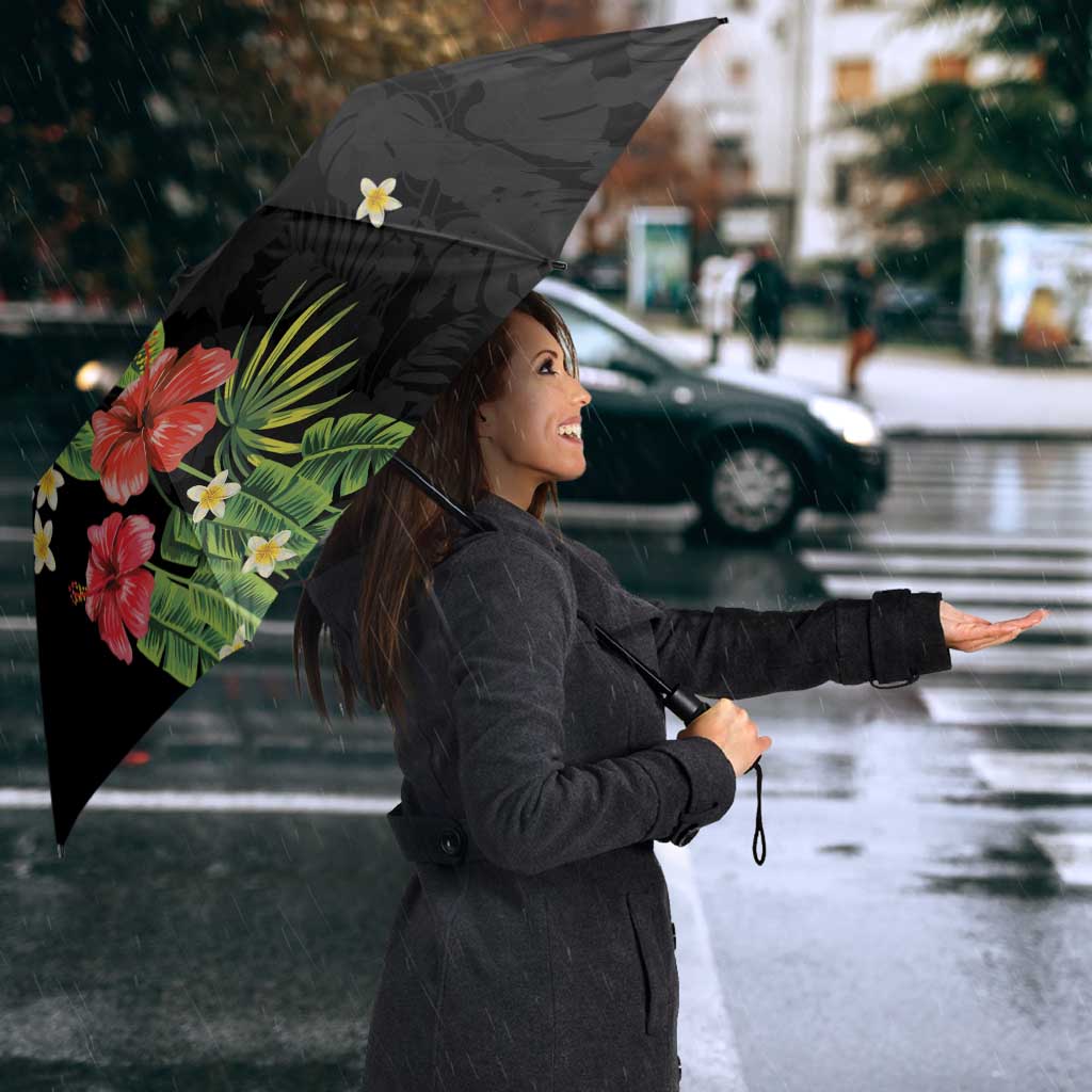 Hawaiian Hibiscus Plumeria Umbrella Tropical Leaves