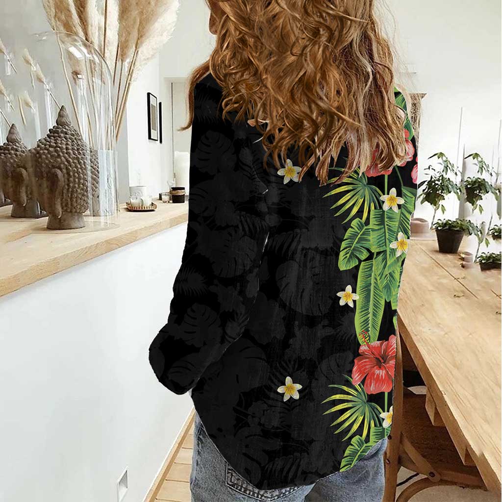 Hawaiian Hibiscus Plumeria Women Casual Shirt Tropical Leaves LT01 - Polynesian Pride