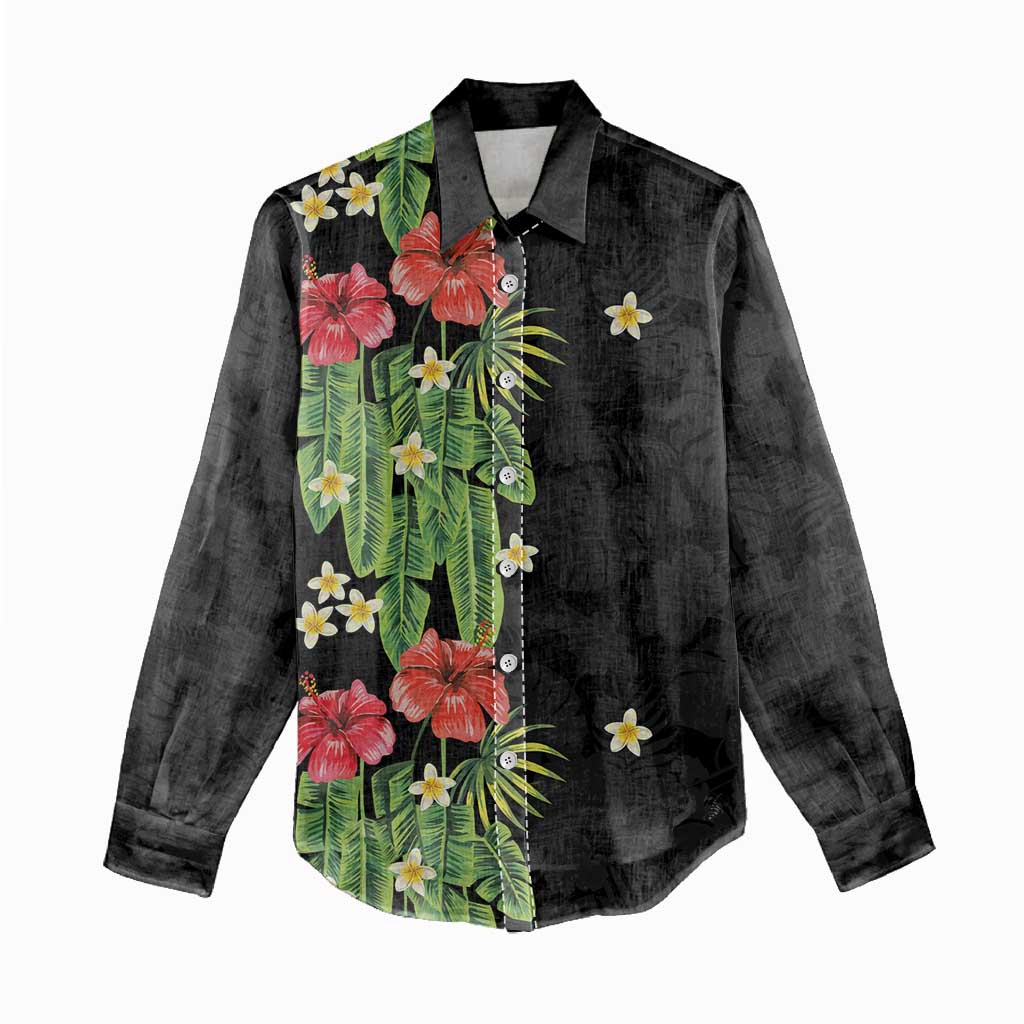 Hawaiian Hibiscus Plumeria Women Casual Shirt Tropical Leaves LT01 - Polynesian Pride