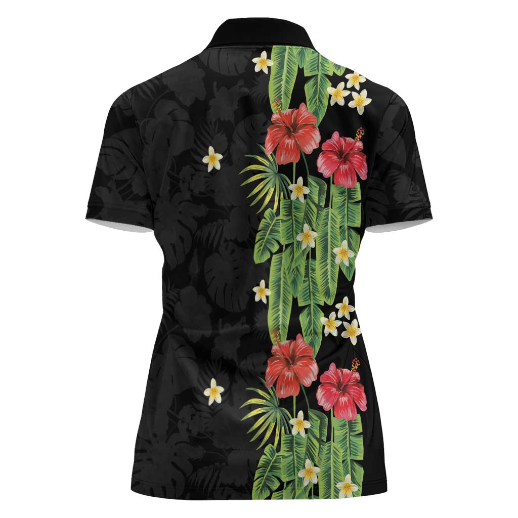 Hawaiian Hibiscus Plumeria Women Polo Shirt Tropical Leaves LT01 - Polynesian Pride