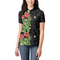 Hawaiian Hibiscus Plumeria Women Polo Shirt Tropical Leaves LT01 - Polynesian Pride