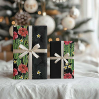 Hawaiian Hibiscus Plumeria Wrapping Paper Tropical Leaves