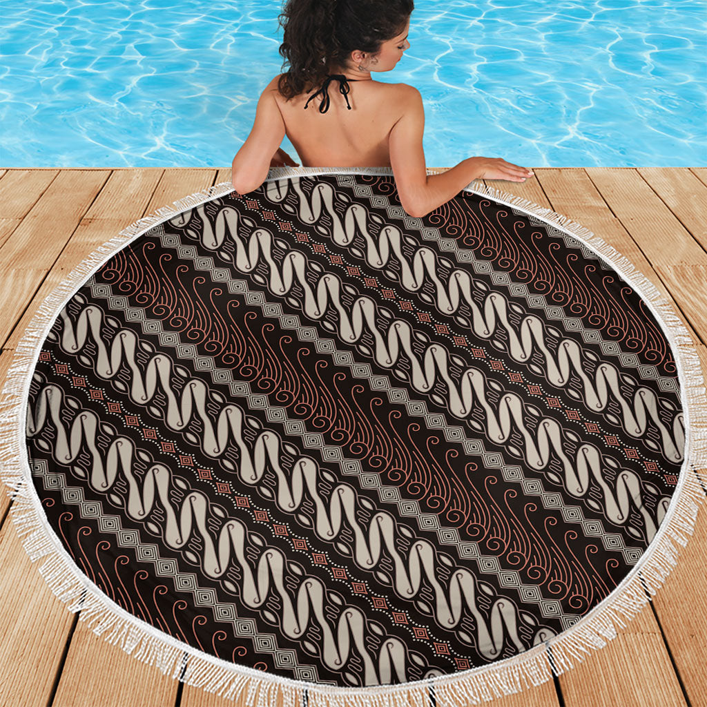 Yogyakarta Parang Batik Motifs Beach Blanket Indonesian Traditional Pattern