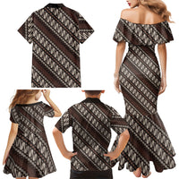 Yogyakarta Parang Batik Motifs Family Matching Mermaid Dress and Hawaiian Shirt Indonesian Traditional Pattern LT01 - Polynesian Pride