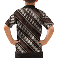 Yogyakarta Parang Batik Motifs Family Matching Off The Shoulder Long Sleeve Dress and Hawaiian Shirt Indonesian Traditional Pattern LT01 - Polynesian Pride
