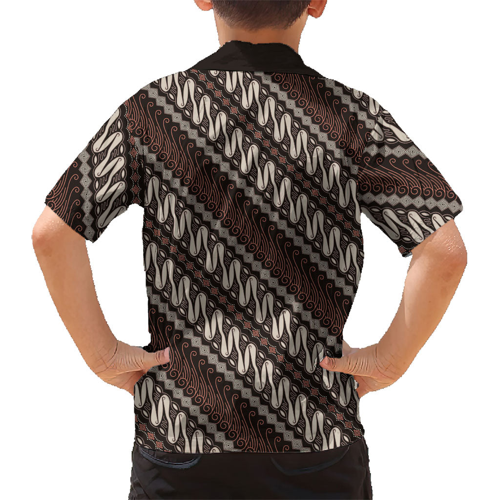 Yogyakarta Parang Batik Motifs Family Matching Off Shoulder Short Dress and Hawaiian Shirt Indonesian Traditional Pattern LT01 - Polynesian Pride