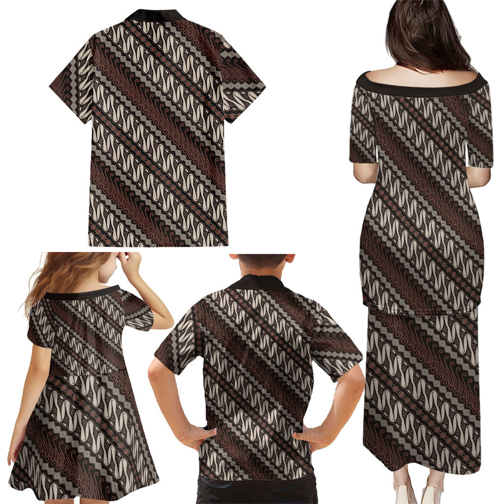 Yogyakarta Parang Batik Motifs Family Matching Puletasi and Hawaiian Shirt Indonesian Traditional Pattern LT01 - Polynesian Pride