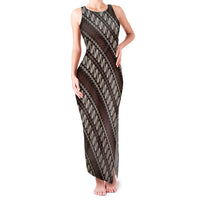 Yogyakarta Parang Batik Motifs Family Matching Tank Maxi Dress and Hawaiian Shirt Indonesian Traditional Pattern LT01 Mom's Dress Brown - Polynesian Pride