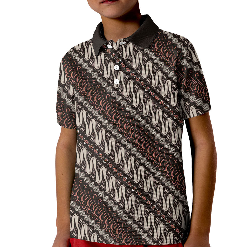 Yogyakarta Parang Batik Motifs Kid Polo Shirt Indonesian Traditional Pattern