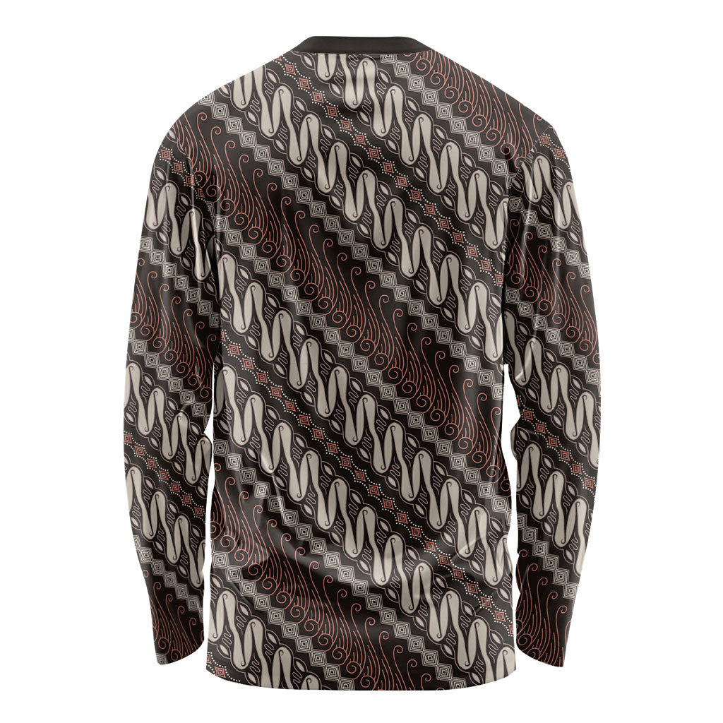 Yogyakarta Parang Batik Motifs Long Sleeve Shirt Indonesian Traditional Pattern