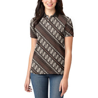 Yogyakarta Parang Batik Motifs Women Polo Shirt Indonesian Traditional Pattern