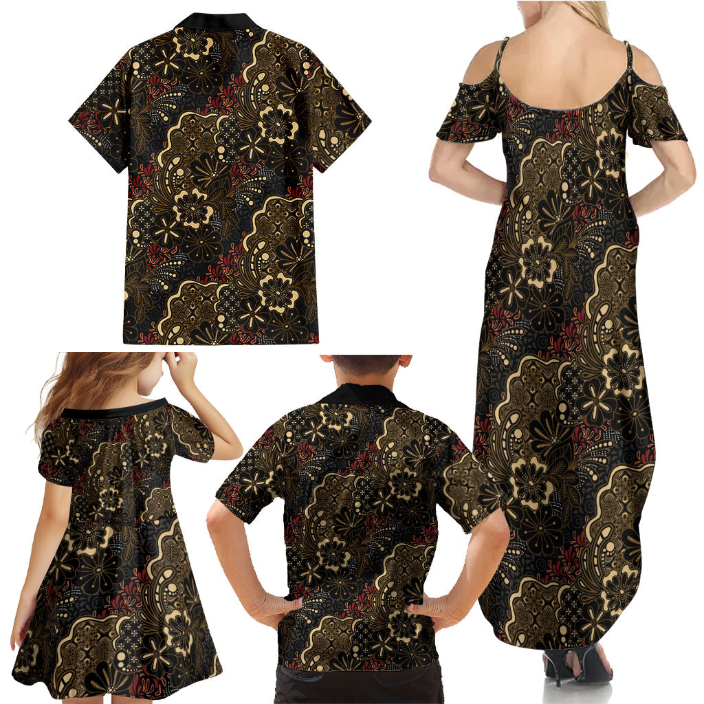 Batik Sekar Jagad Family Matching Summer Maxi Dress and Hawaiian Shirt Indonesian Traditional Pattern LT01 - Polynesian Pride