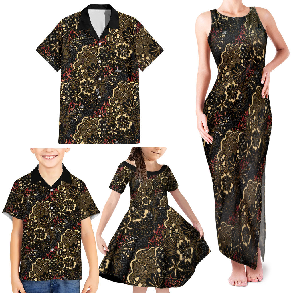 Batik Sekar Jagad Family Matching Tank Maxi Dress and Hawaiian Shirt Indonesian Traditional Pattern LT01 - Polynesian Pride