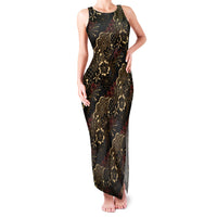 Batik Sekar Jagad Family Matching Tank Maxi Dress and Hawaiian Shirt Indonesian Traditional Pattern LT01 Mom's Dress Black - Polynesian Pride
