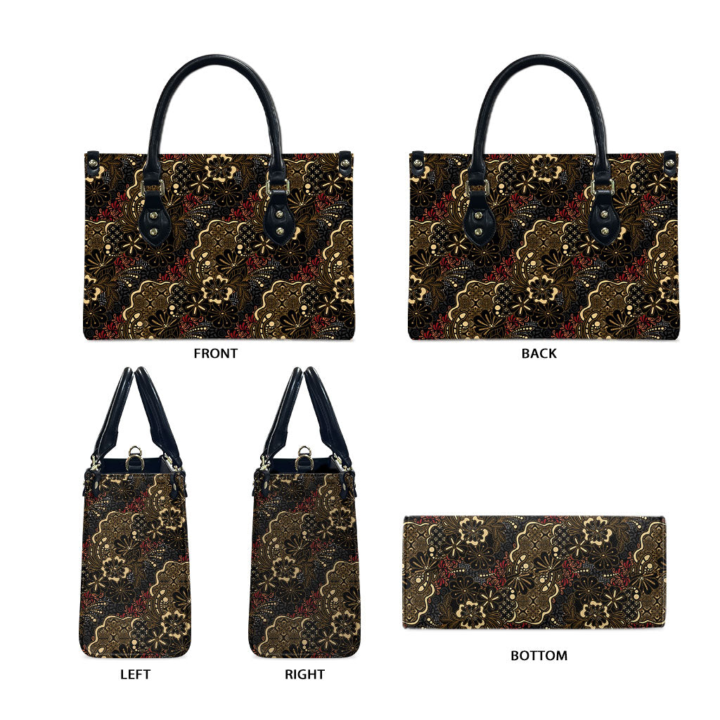 Batik Sekar Jagad Leather Bag Indonesian Traditional Pattern