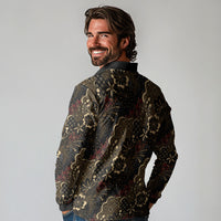Batik Sekar Jagad Long Sleeve Polo Shirt Indonesian Traditional Pattern