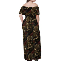 Batik Sekar Jagad Off Shoulder Maxi Dress Indonesian Traditional Pattern