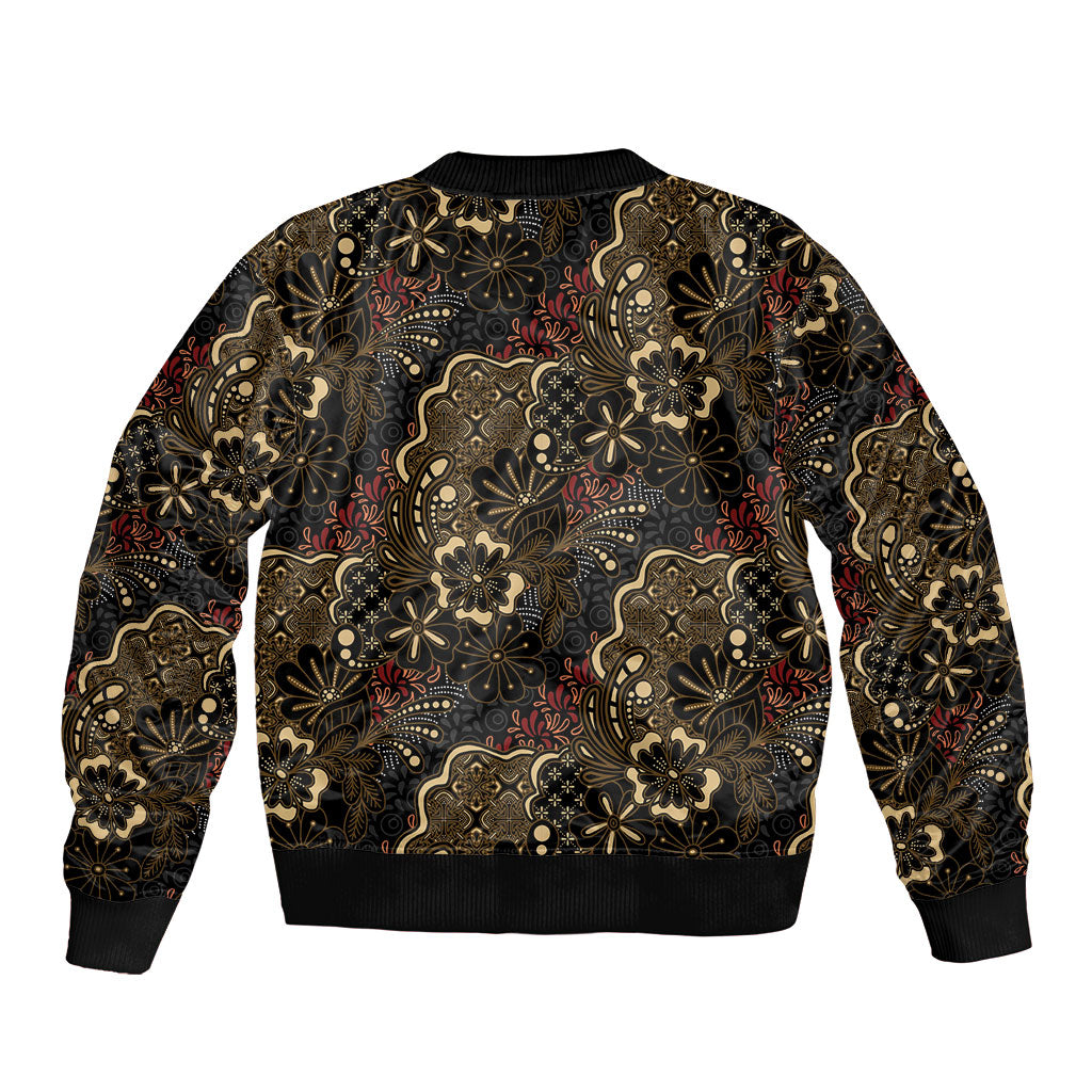 Batik Sekar Jagad Sleeve Zip Bomber Jacket Indonesian Traditional Pattern