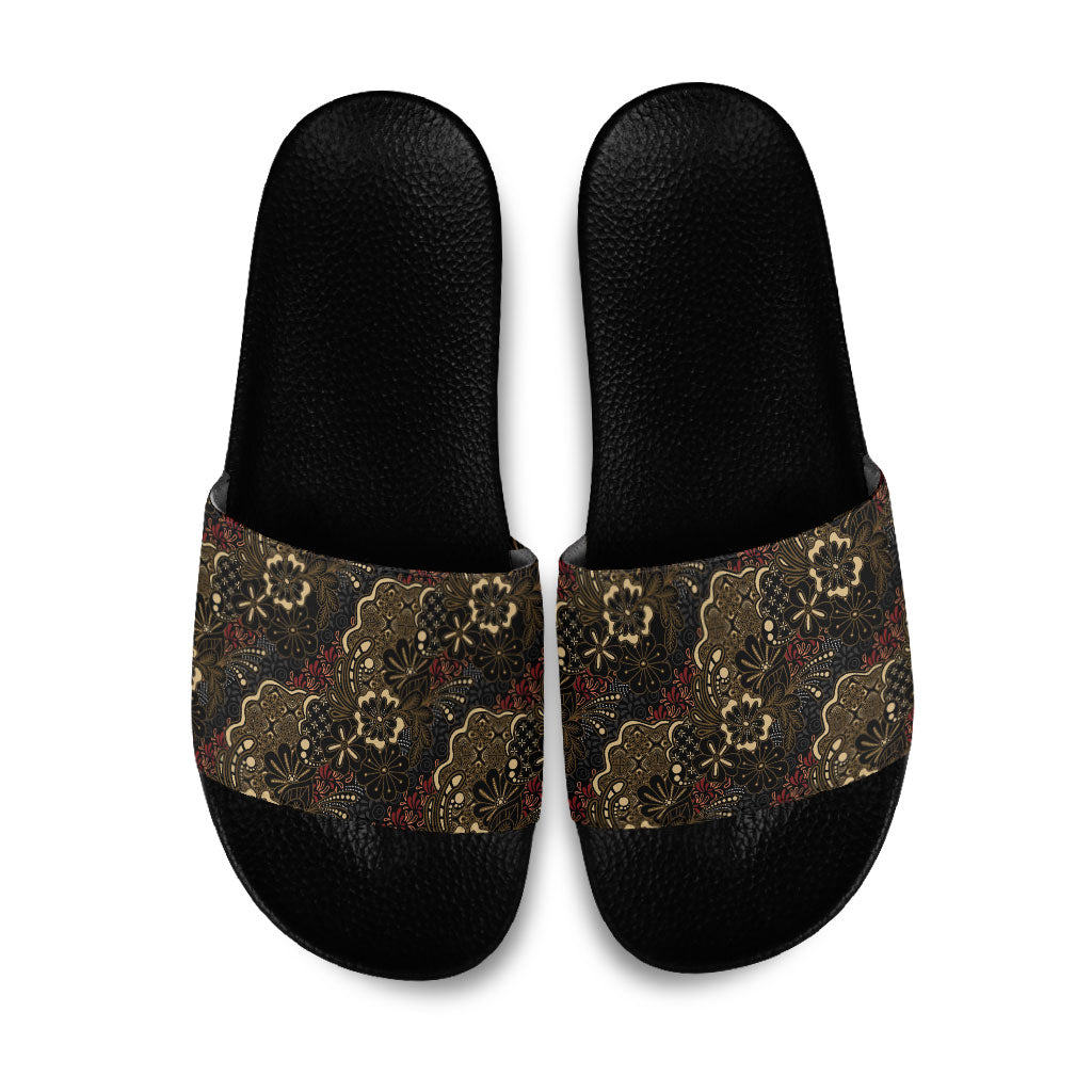 Batik Sekar Jagad Slide Sandals Indonesian Traditional Pattern