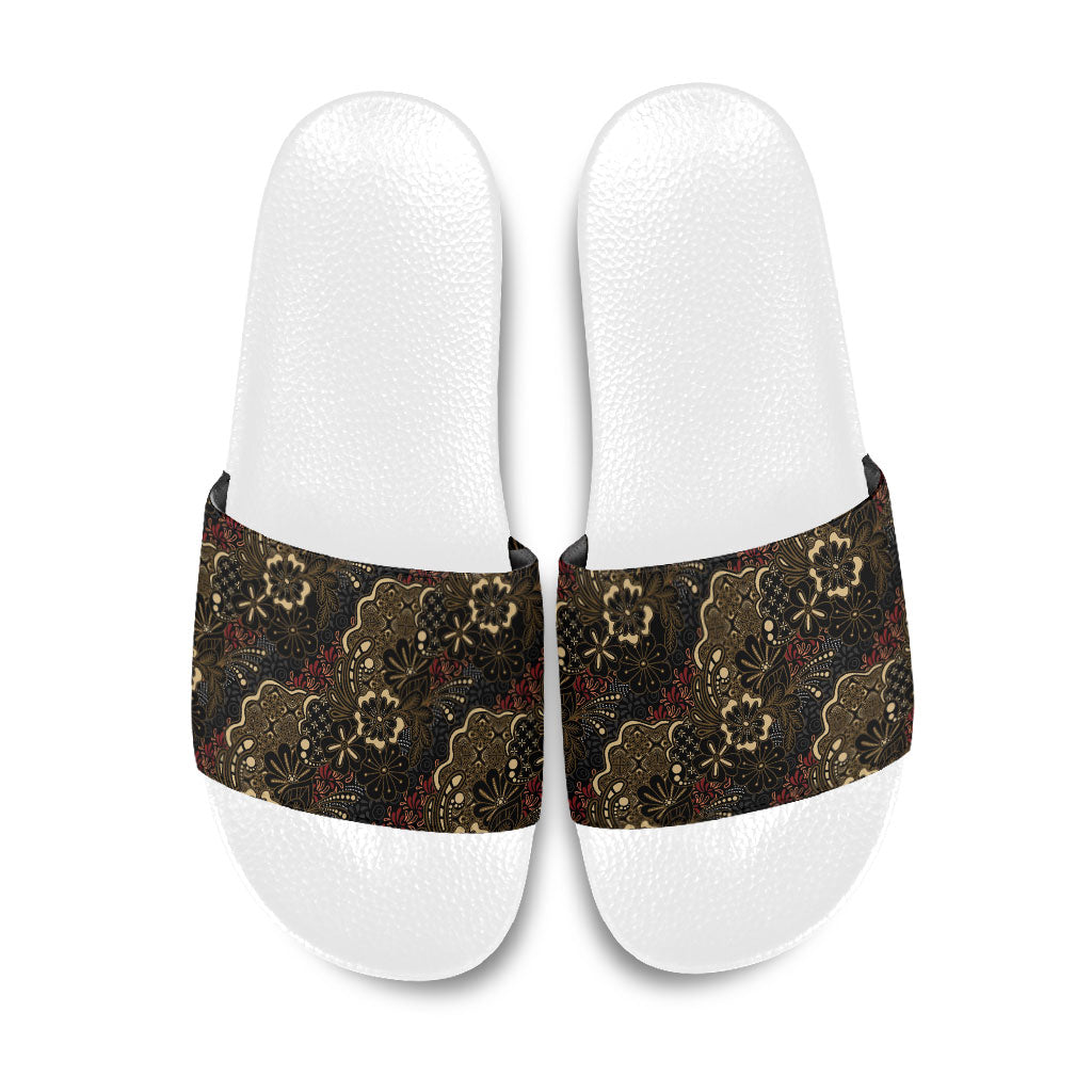 Batik Sekar Jagad Slide Sandals Indonesian Traditional Pattern