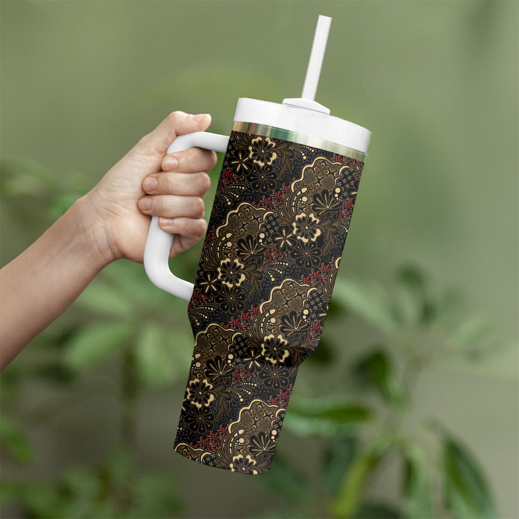 Batik Sekar Jagad Tumbler With Handle Indonesian Traditional Pattern