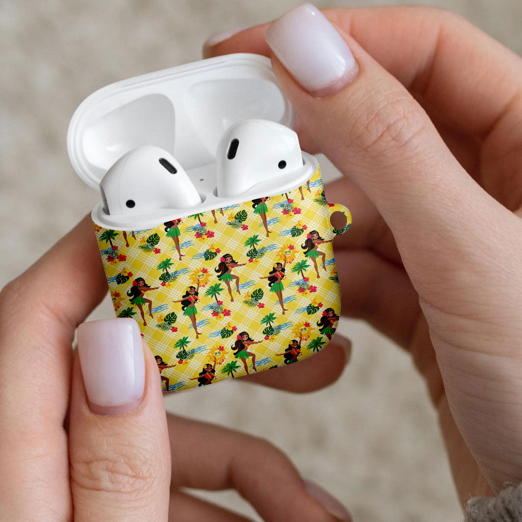 Hawaii Hula Girl Tropical AirPods Case Yellow Palaka