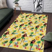 Hawaii Hula Girl Tropical Area Rug Yellow Palaka