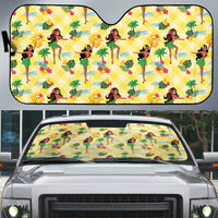 Hawaii Hula Girl Tropical Auto Sun Shade Yellow Palaka
