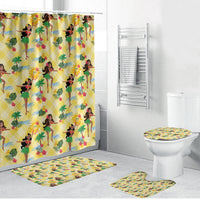 Hawaii Hula Girl Tropical Bathroom Set Yellow Palaka