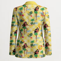 Hawaii Hula Girl Tropical Blazer Yellow Palaka