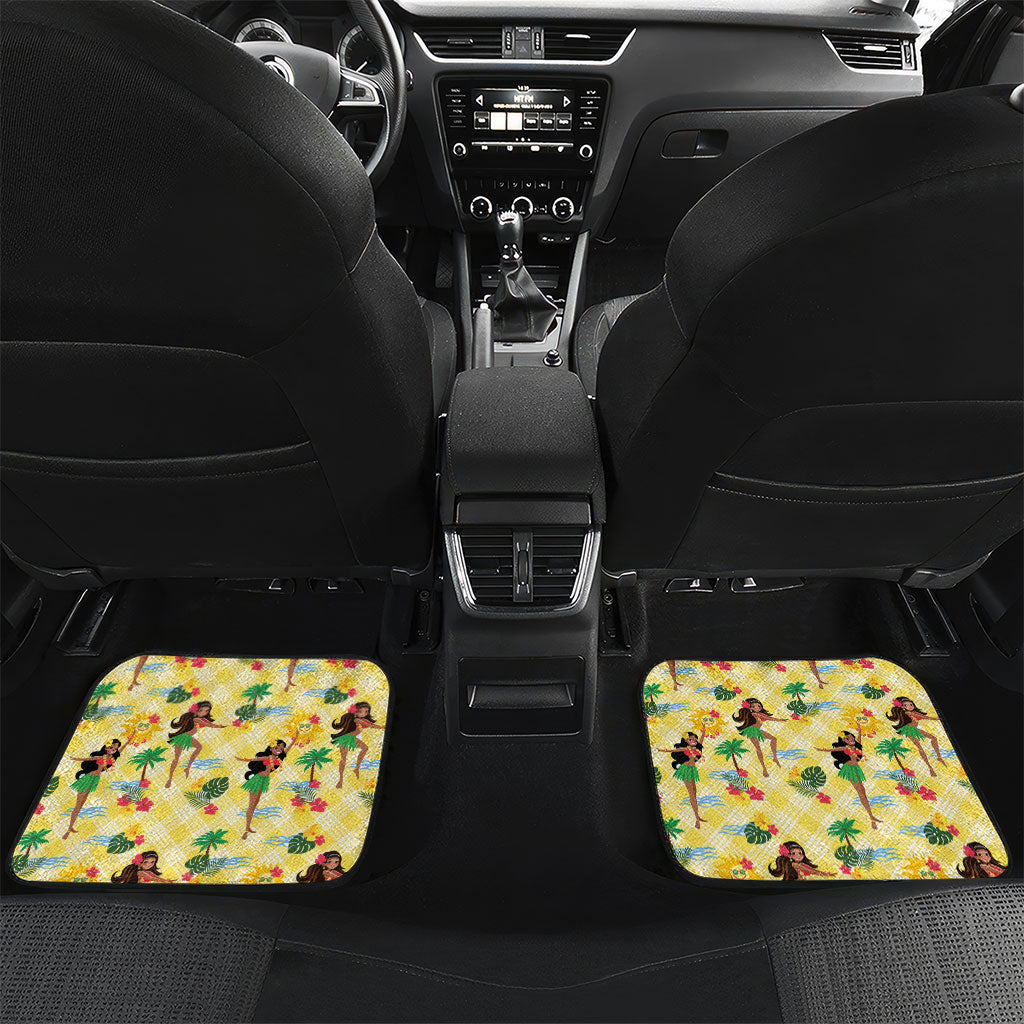 Hawaii Hula Girl Tropical Car Mats Yellow Palaka