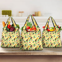 Hawaii Hula Girl Tropical Grocery Bag Yellow Palaka